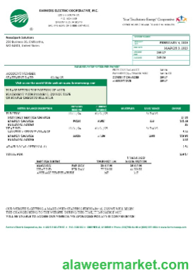 USA Ohio Farmers Electric Cooperative business utility bill template in Word and PDF formats, version 2